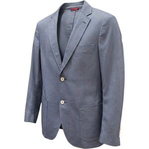 Carolina Herrera CH Mens Blue Micro Pattern 2 Button Sport Coat Blazer Size 38